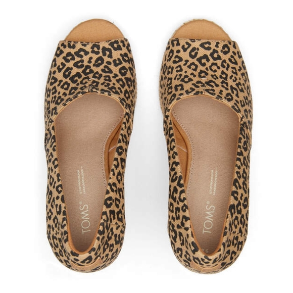 👣TOM'S Michelle Wedge Espadrille Natural Texture in Mini Leopard - Picture 4 of 12